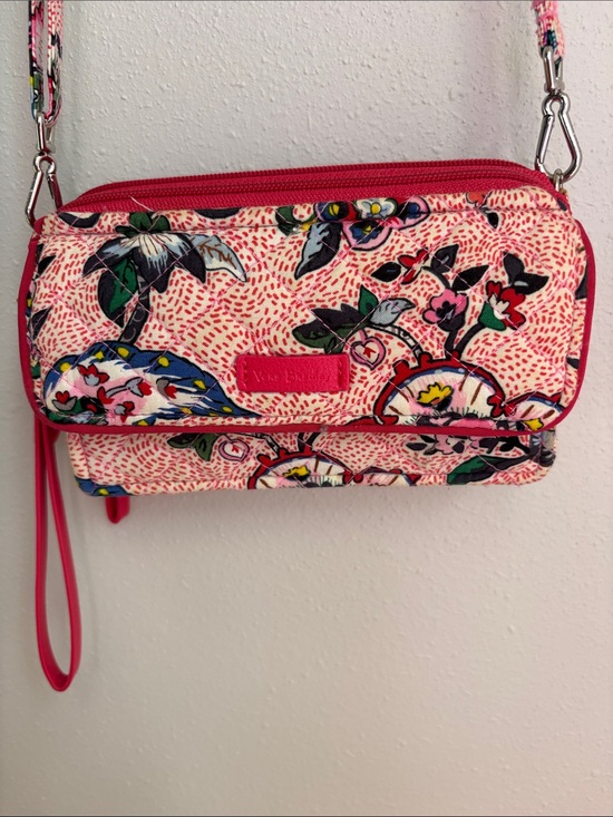Vera Bradley Handbags - Vera Bradley Pink Floral Quilted Crossbody Wristlet